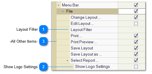 File Menu Layout