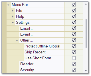 Settings Menu Layout